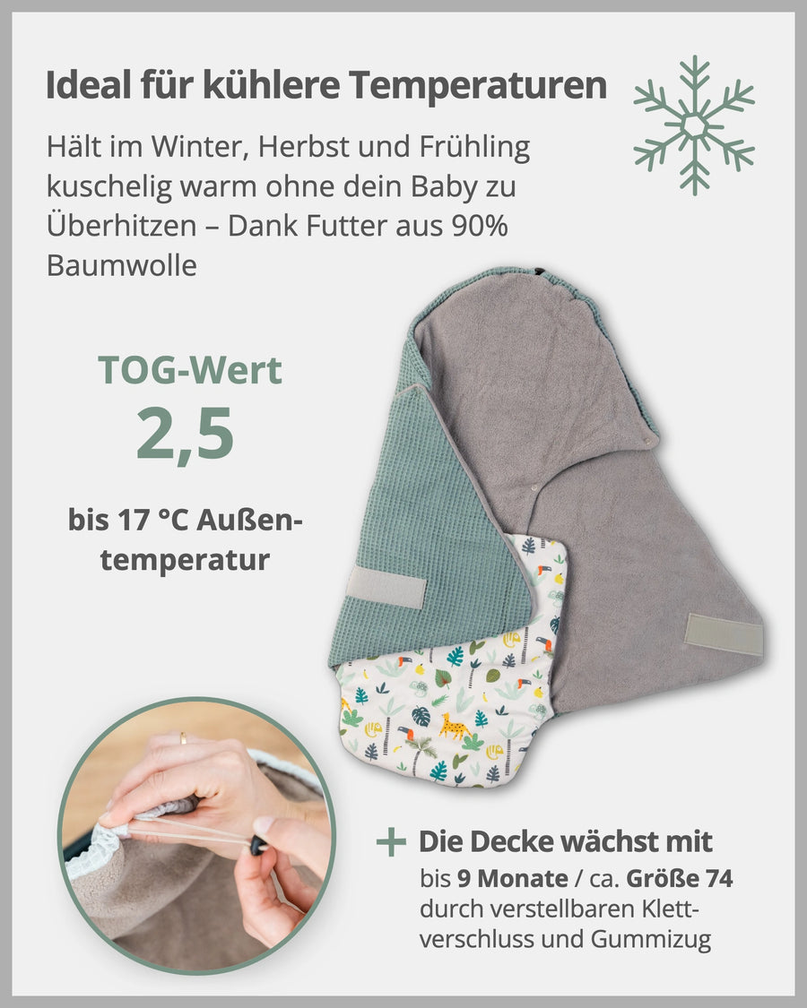 Einschlagdecke Salbeigrün Regenwald-ULLENBOOM Baby
