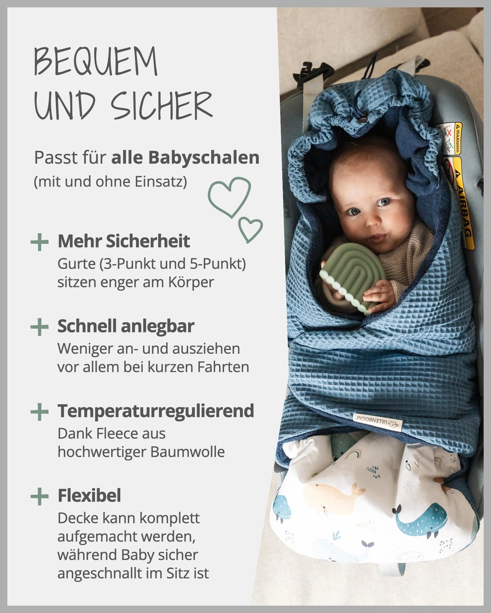 Einschlagdecke BLAU WALE-ULLENBOOM Baby