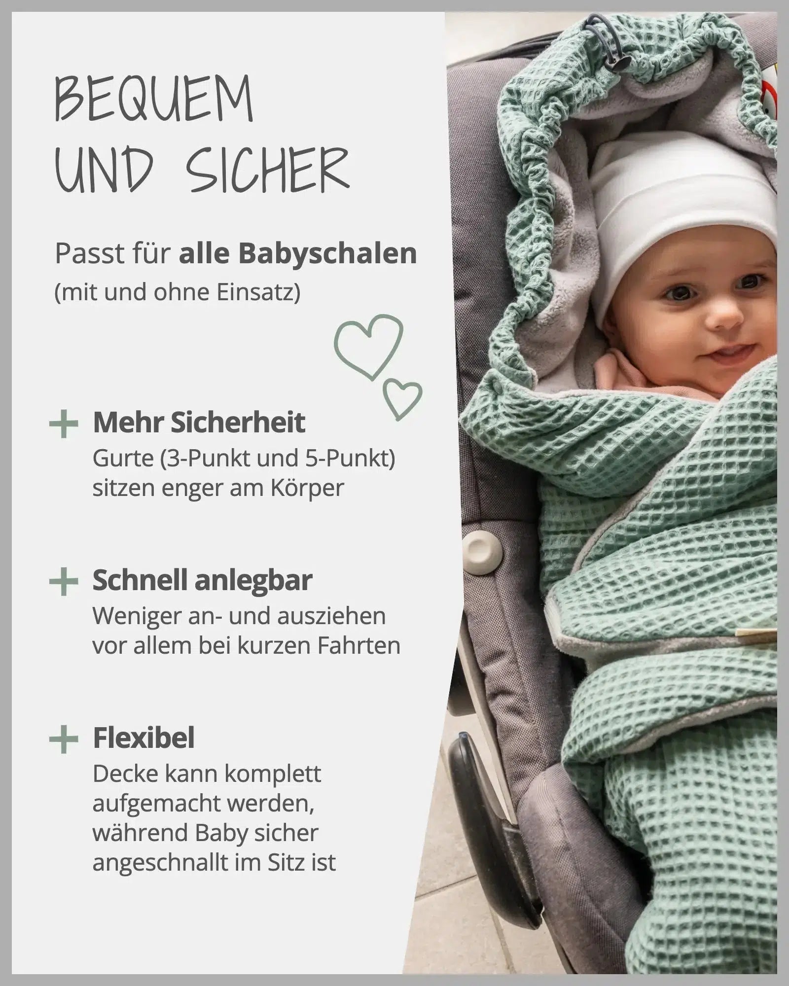 Einschlagdecke Waffelpiqué SALBEIGRÜN-ULLENBOOM Baby-ULLENBOOM Baby