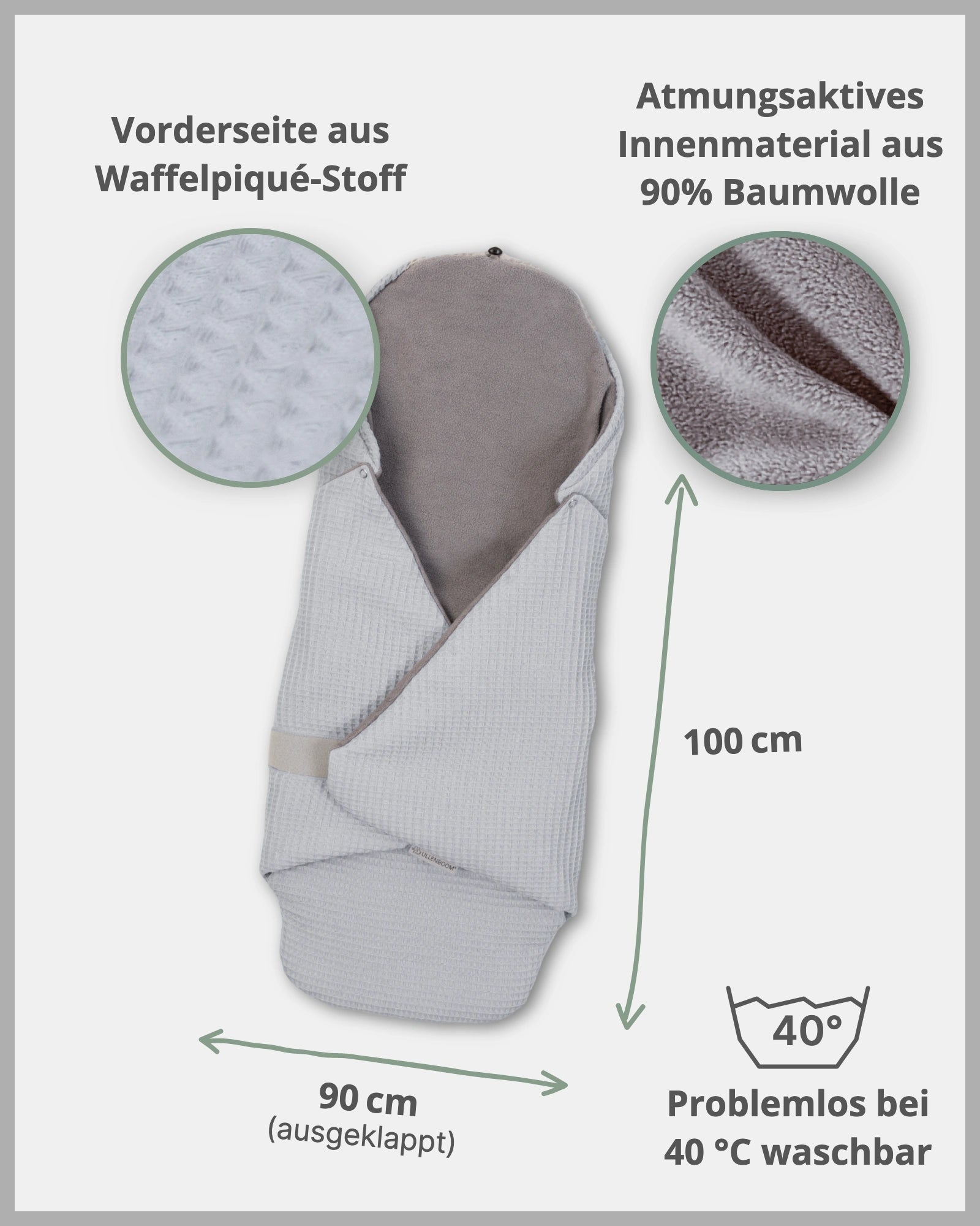 Einschlagdecke Waffelpiqué GRAU-ULLENBOOM Baby