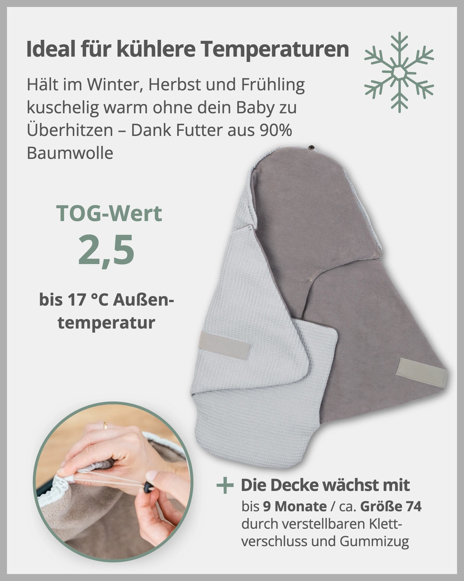 Einschlagdecke Waffelpiqué GRAU-ULLENBOOM Baby