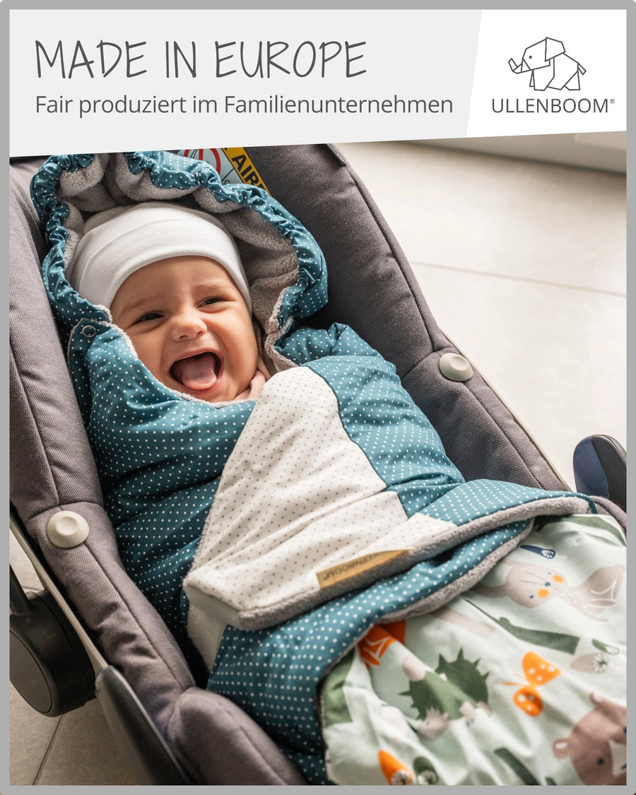 Einschlagdecke Waldtiere Petrol-ULLENBOOM Baby