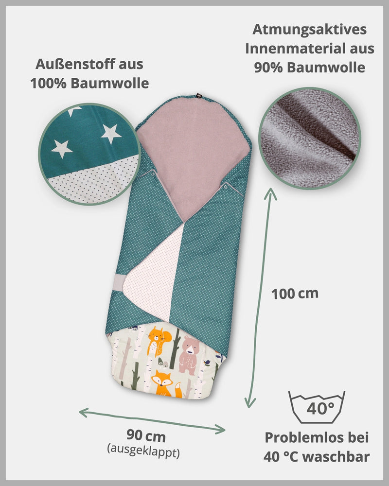 Einschlagdecke Waldtiere Petrol-ULLENBOOM Baby