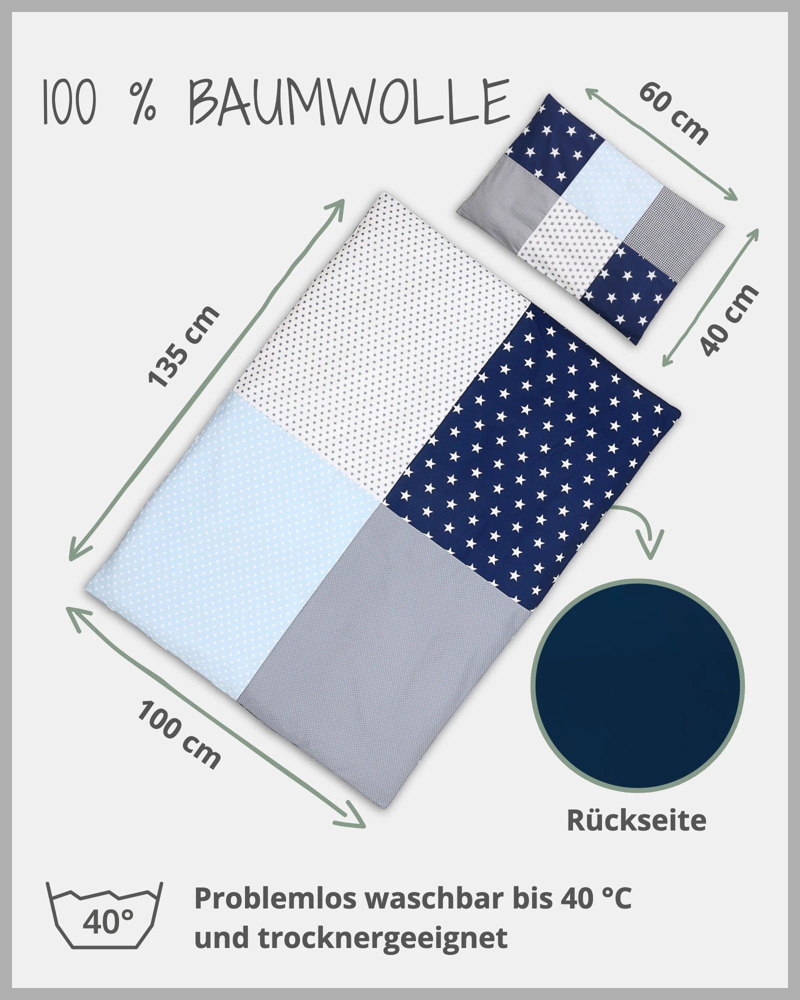 Bettwäsche BLAU HELLBLAU GRAU