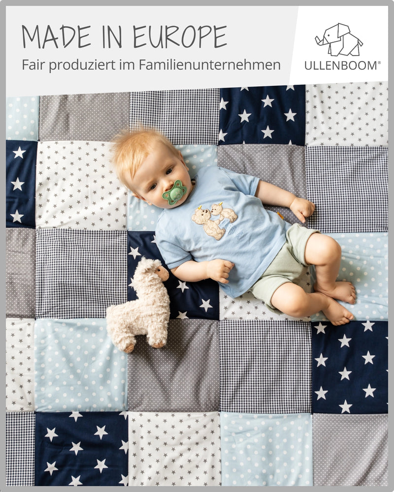 Krabbeldecke BLAU HELLBLAU GRAU-ULLENBOOM Baby