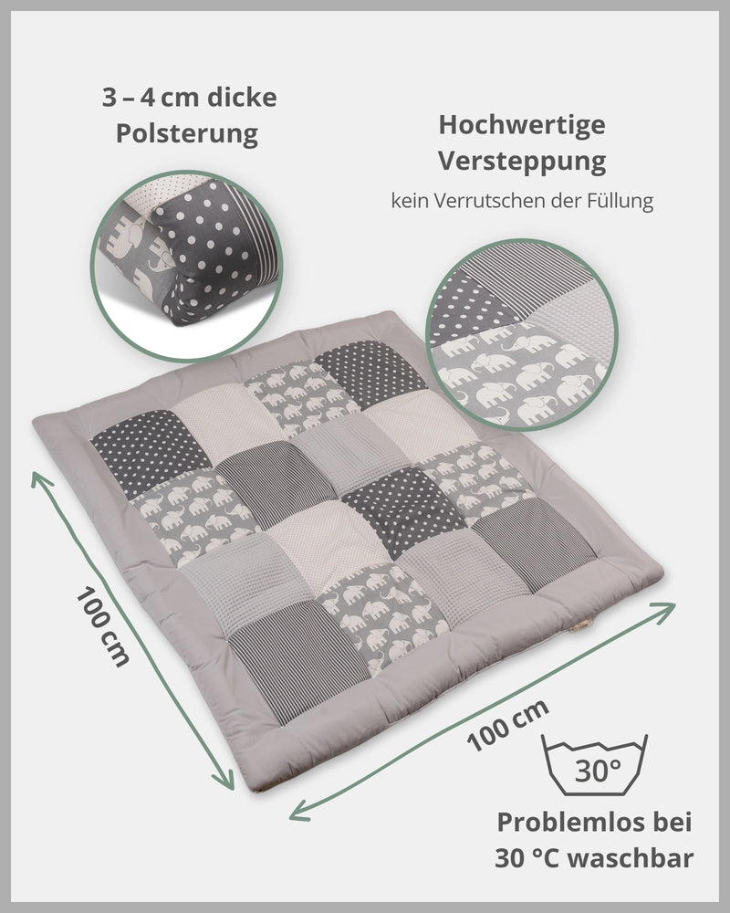 Krabbeldecke GRAU ELEFANT-ULLENBOOM Baby