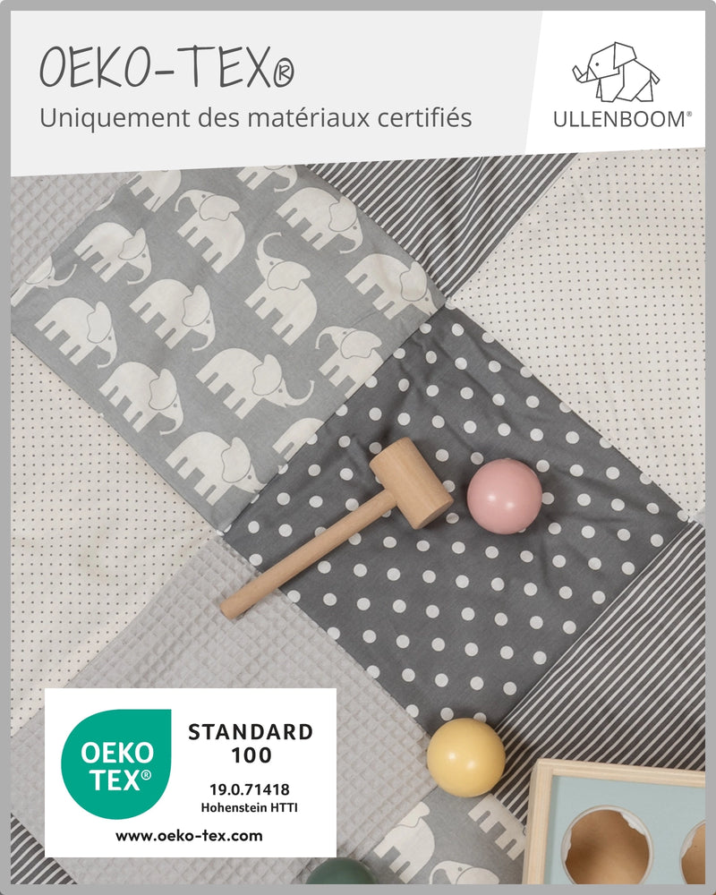 Personalisierbare Krabbeldecke GRAU ELEFANT-ULLENBOOM Baby