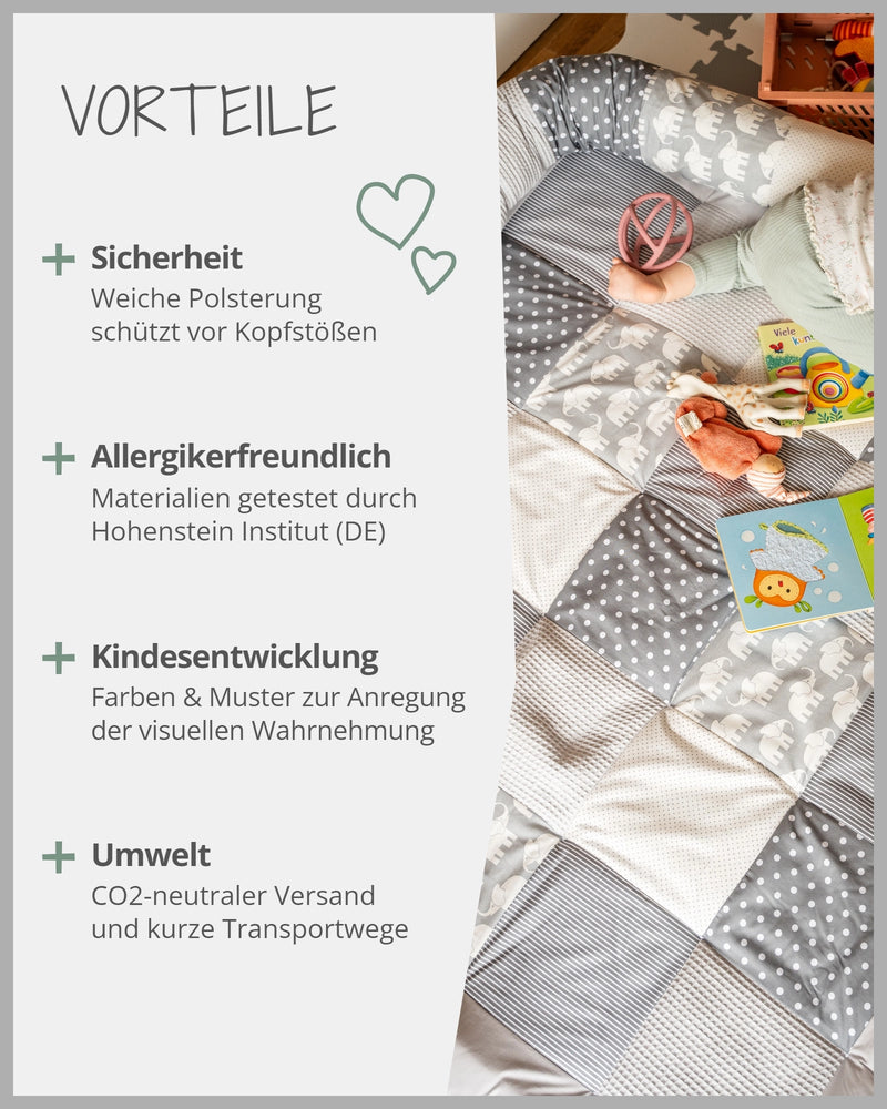 Krabbeldecke GRAU ELEFANT-ULLENBOOM Baby