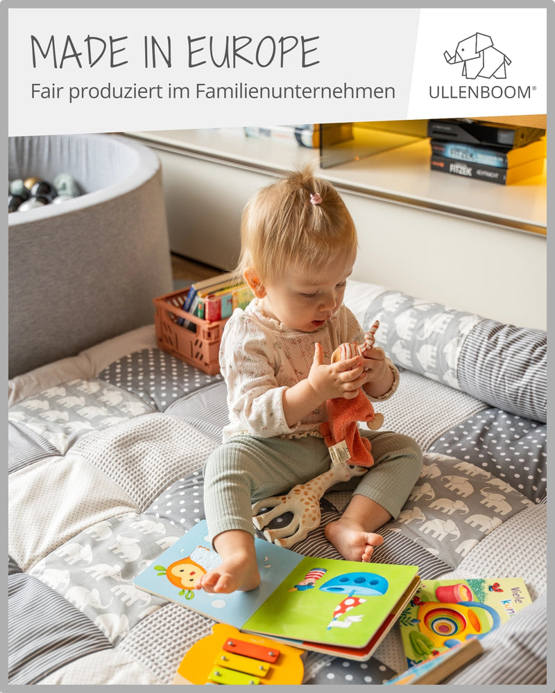 Personalisierbare Krabbeldecke GRAU ELEFANT-ULLENBOOM Baby