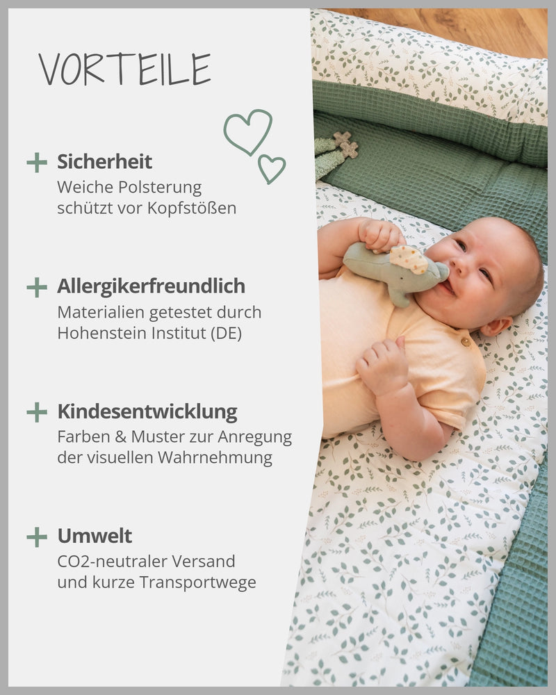 Krabbeldecke FLORAL GRÜN-ULLENBOOM Baby