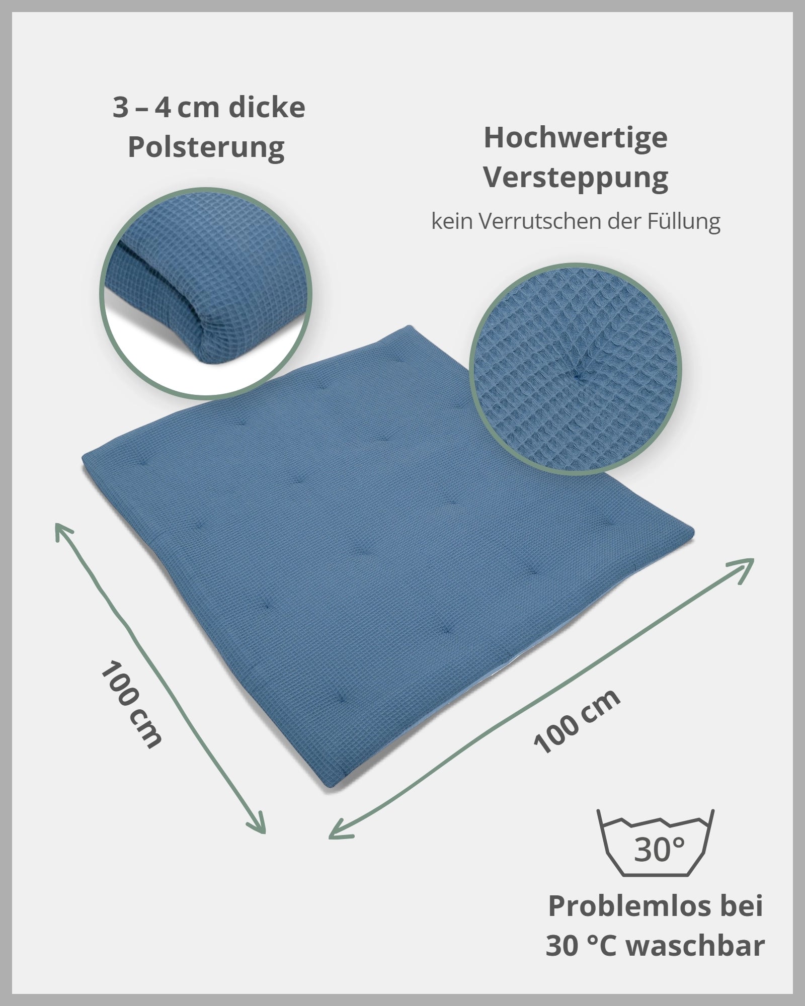 Krabbeldecke Waffelpiqué BLAU