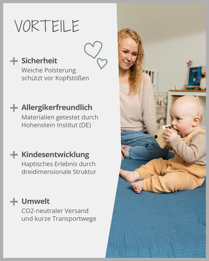 Krabbeldecke Waffelpiqué BLAU-ULLENBOOM Baby