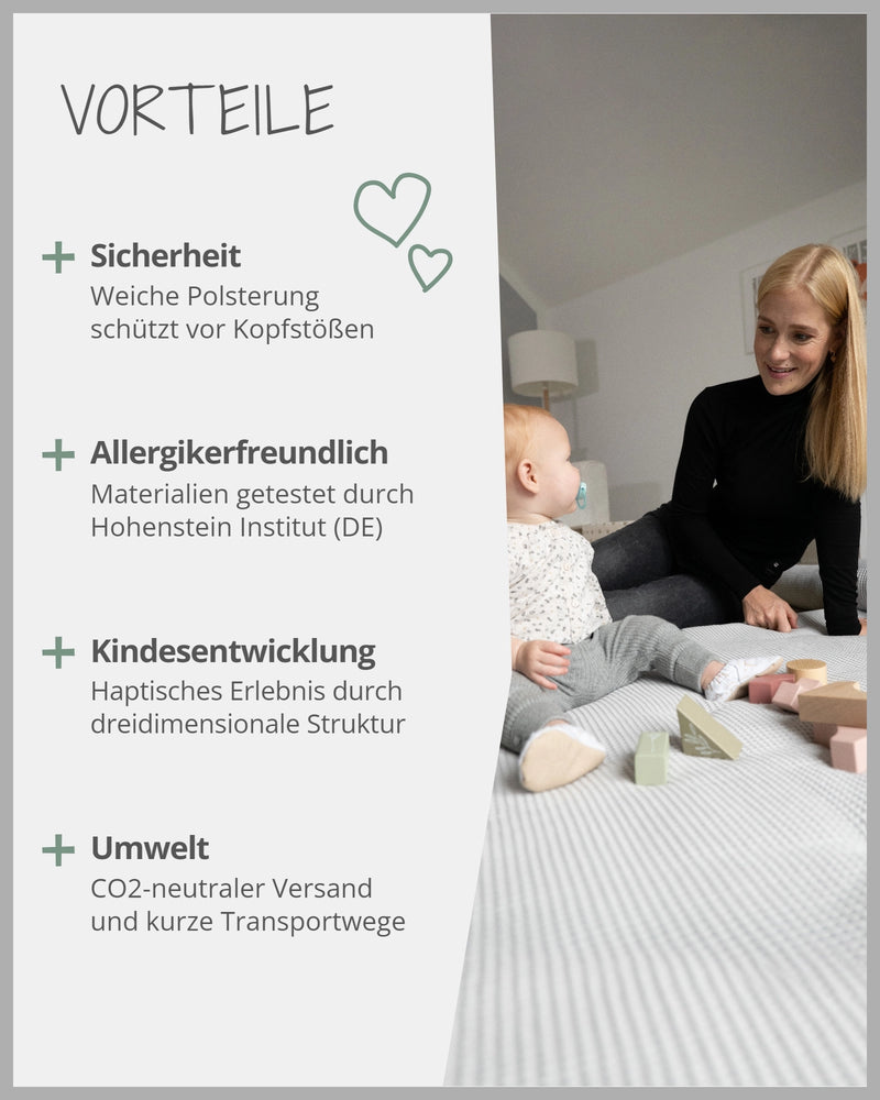 Krabbeldecke Waffelpiqué GRAU-ULLENBOOM Baby