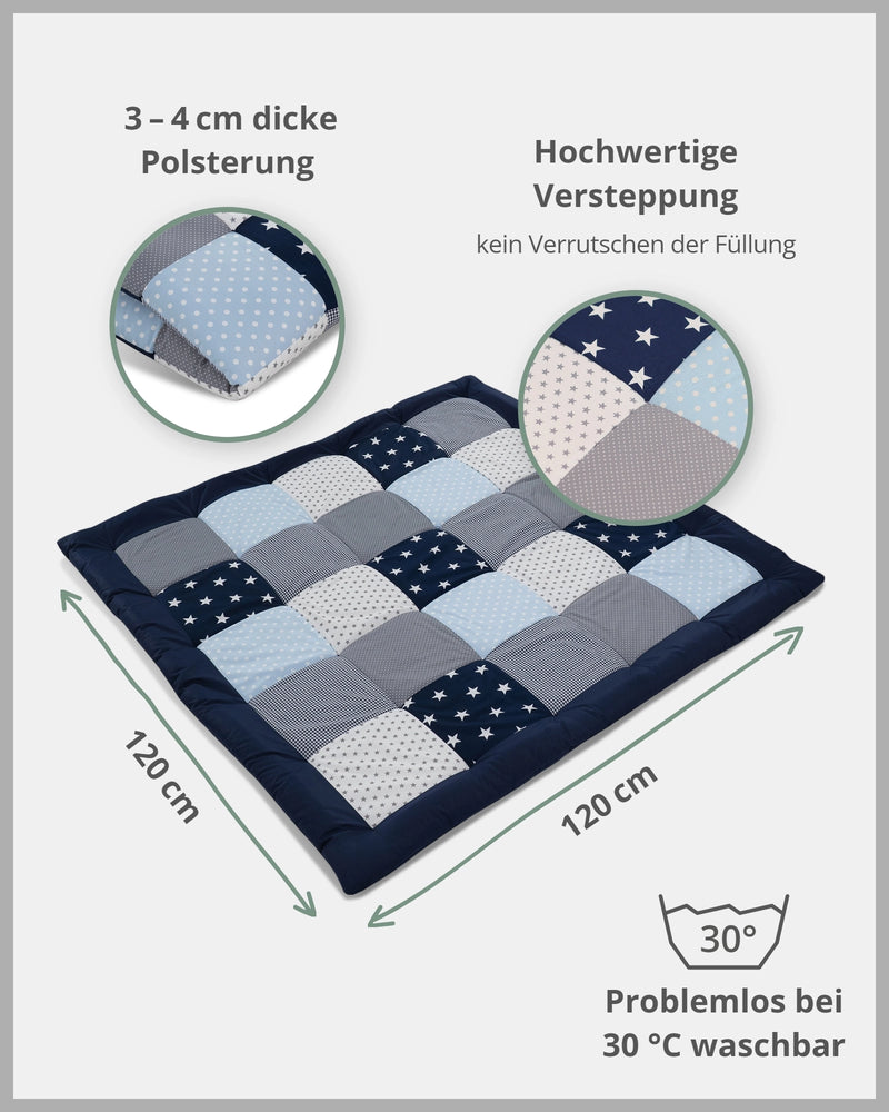 Krabbeldecke BLAU HELLBLAU GRAU-ULLENBOOM Baby