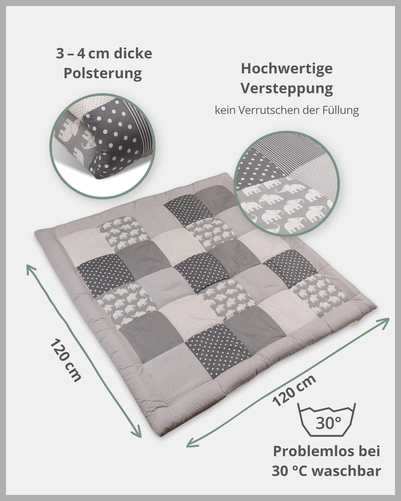 Krabbeldecke GRAU ELEFANT-ULLENBOOM Baby