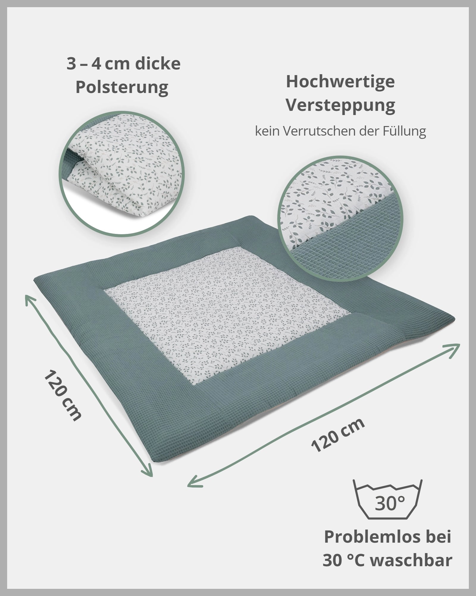 Krabbeldecke FLORAL GRÜN