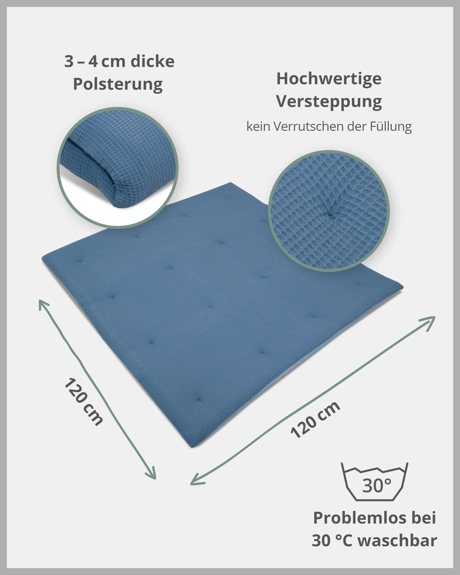 Krabbeldecke Waffelpiqué BLAU