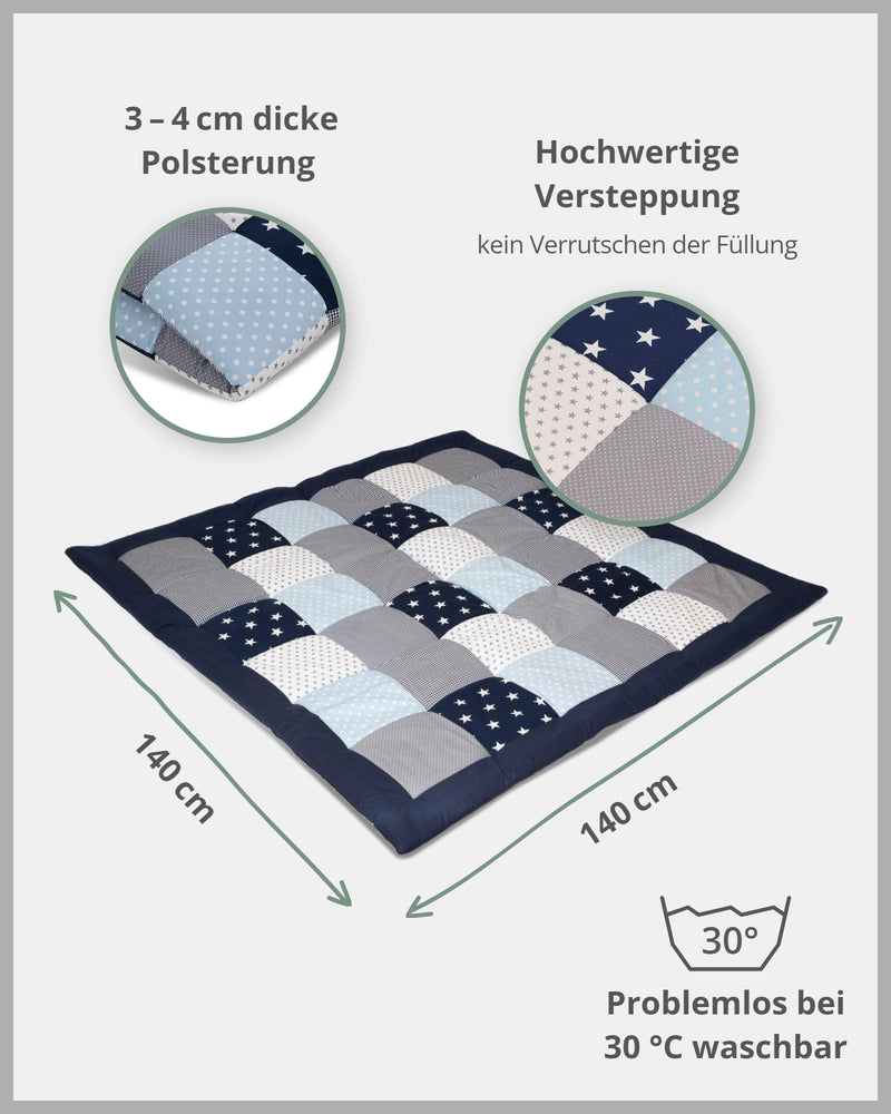 Krabbeldecke BLAU HELLBLAU GRAU-ULLENBOOM Baby