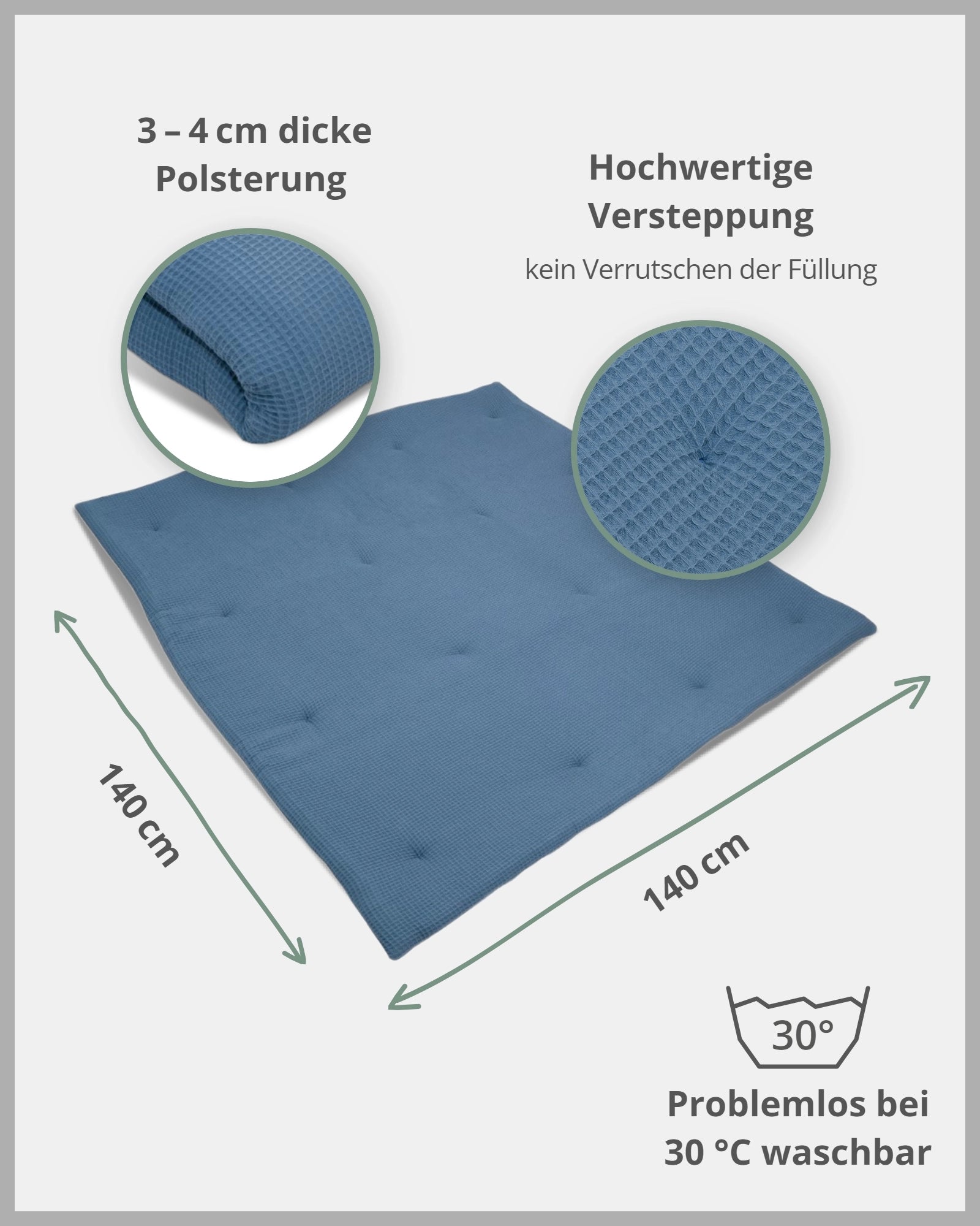 Krabbeldecke Waffelpiqué BLAU
