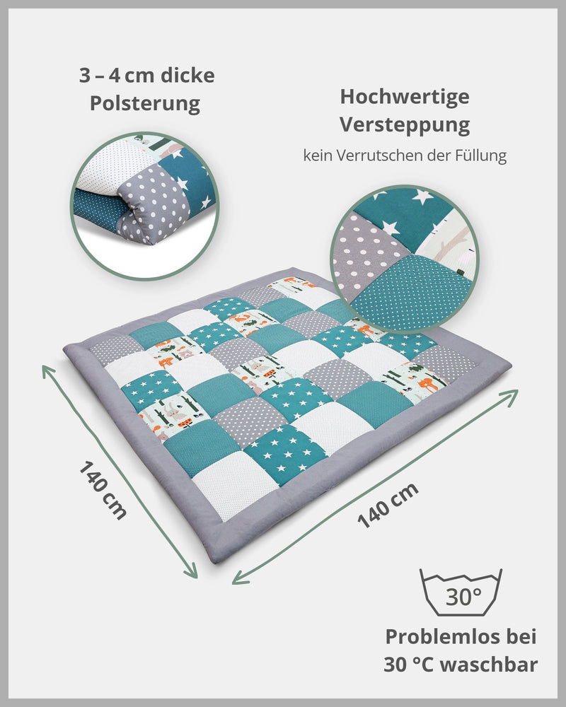 Personalisierbare Krabbeldecke WALDTIERE PETROL-ULLENBOOM Baby