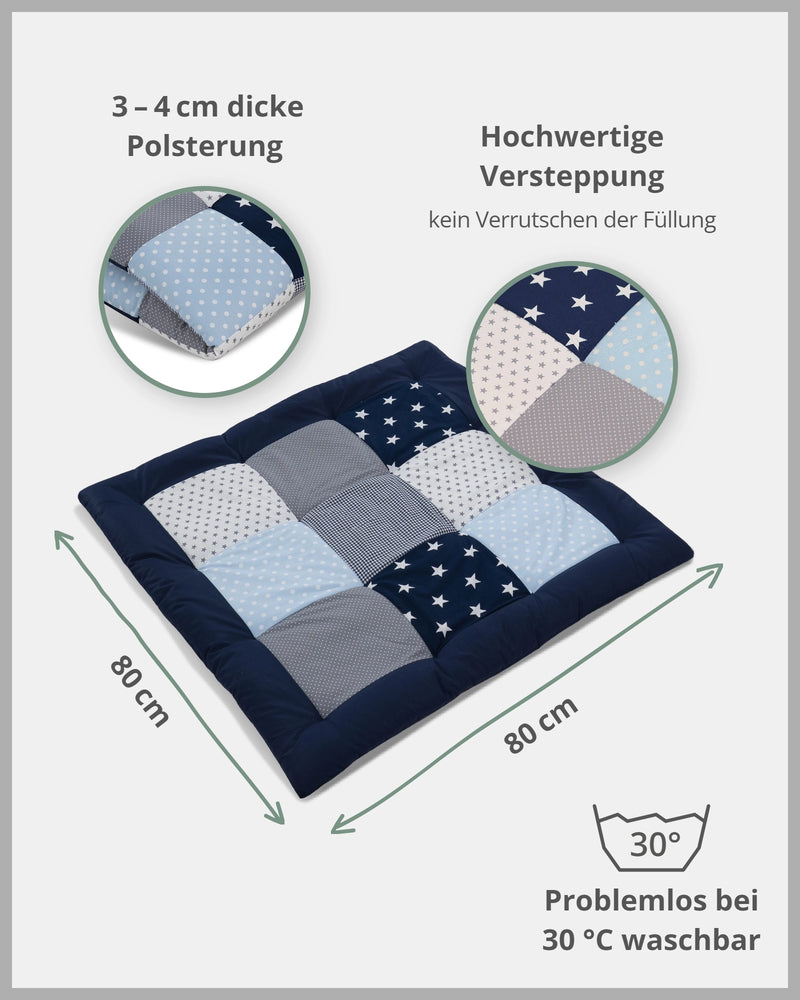 Krabbeldecke BLAU HELLBLAU GRAU-ULLENBOOM Baby