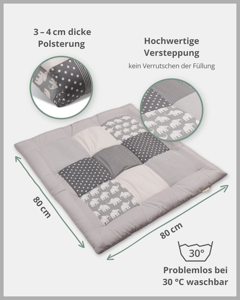 Krabbeldecke GRAU ELEFANT-ULLENBOOM Baby