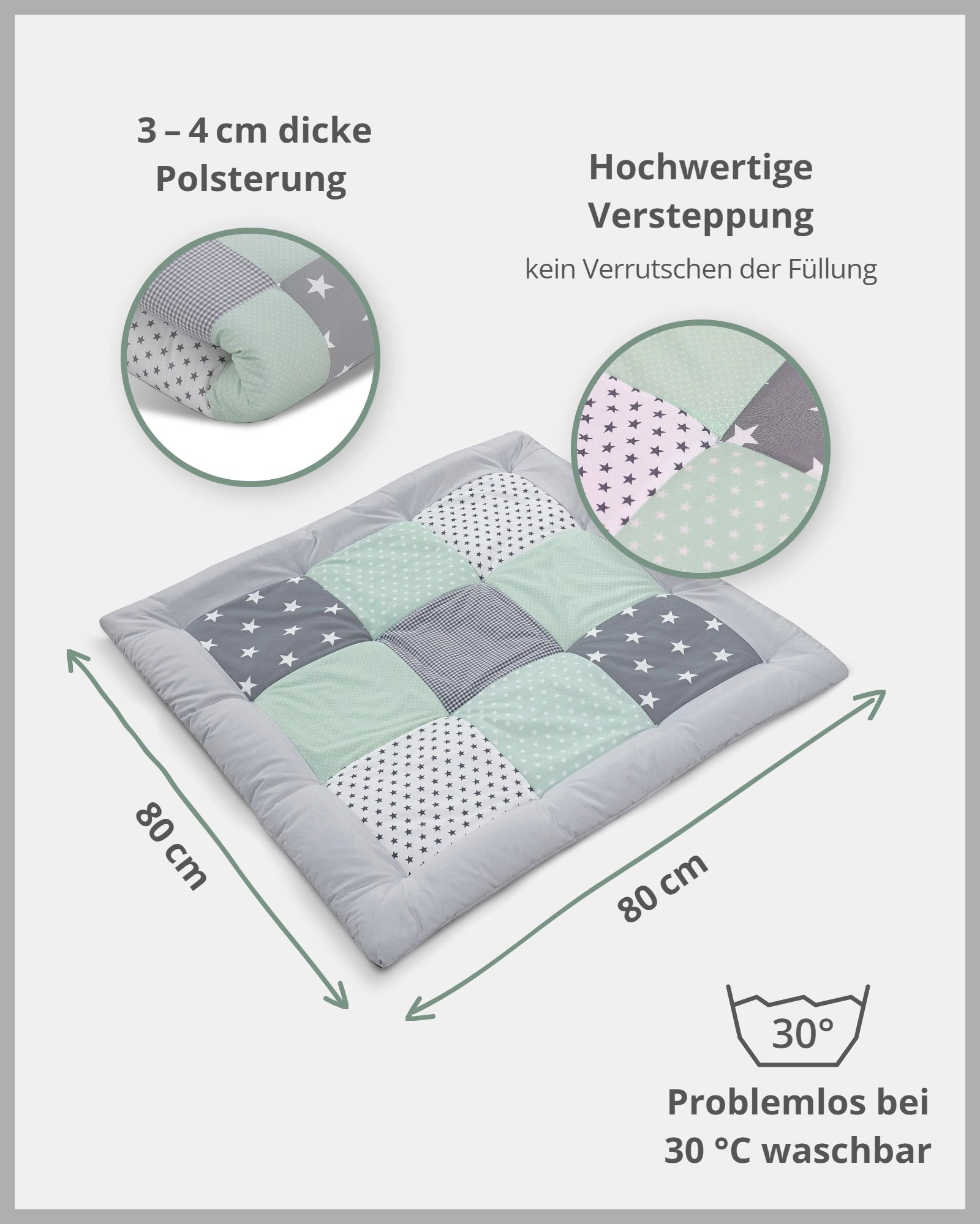 Krabbeldecke MINT GRAU