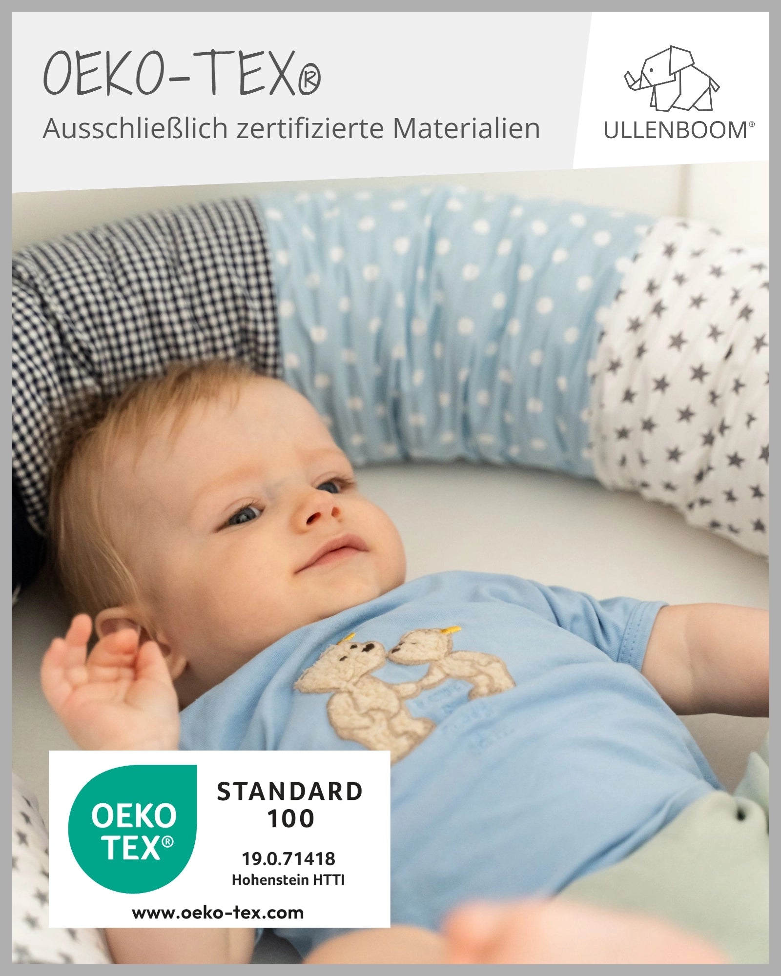 Baby Bettschlange BLAU HELLBLAU GRAU