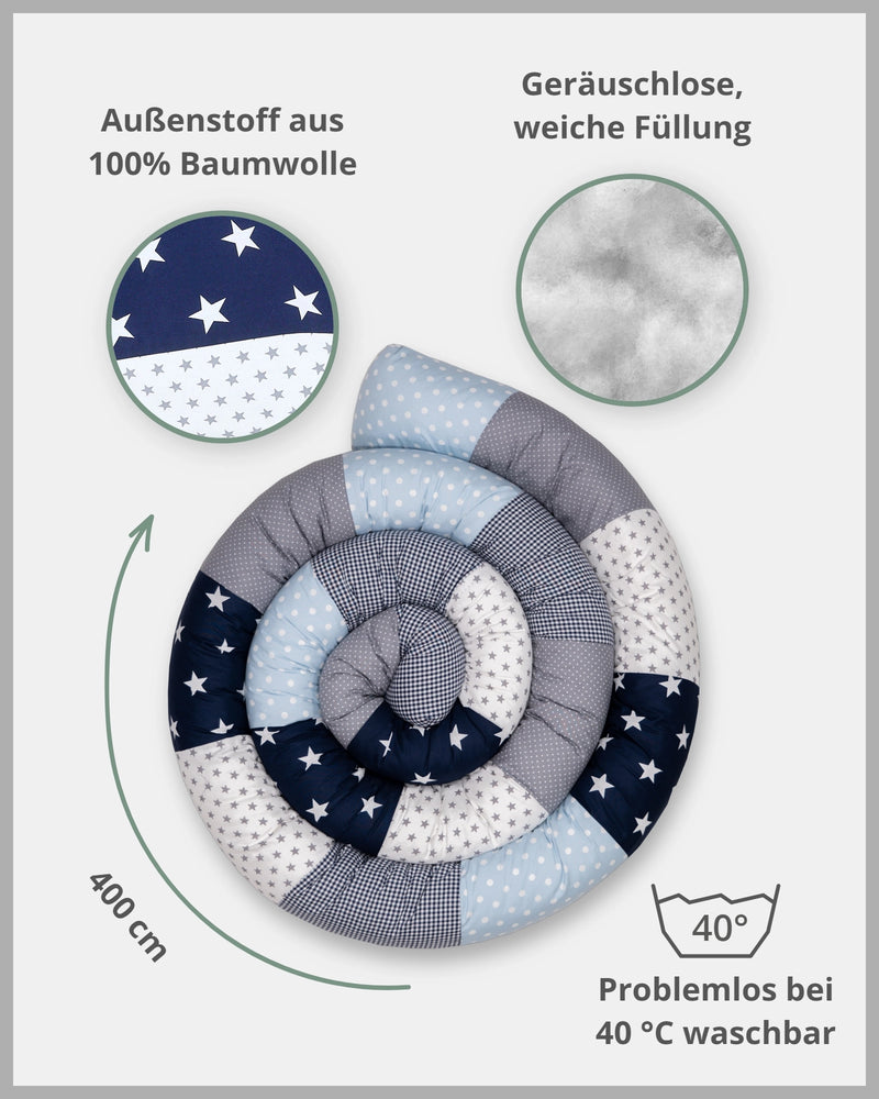 Baby Bettschlange BLAU HELLBLAU GRAU-ULLENBOOM Baby