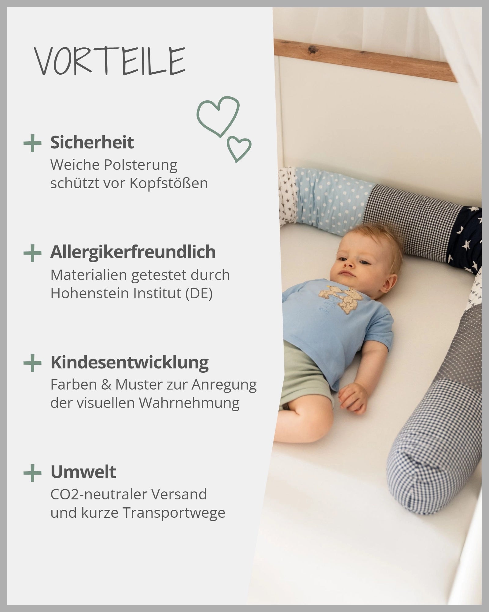 Baby Bettschlange BLAU HELLBLAU GRAU