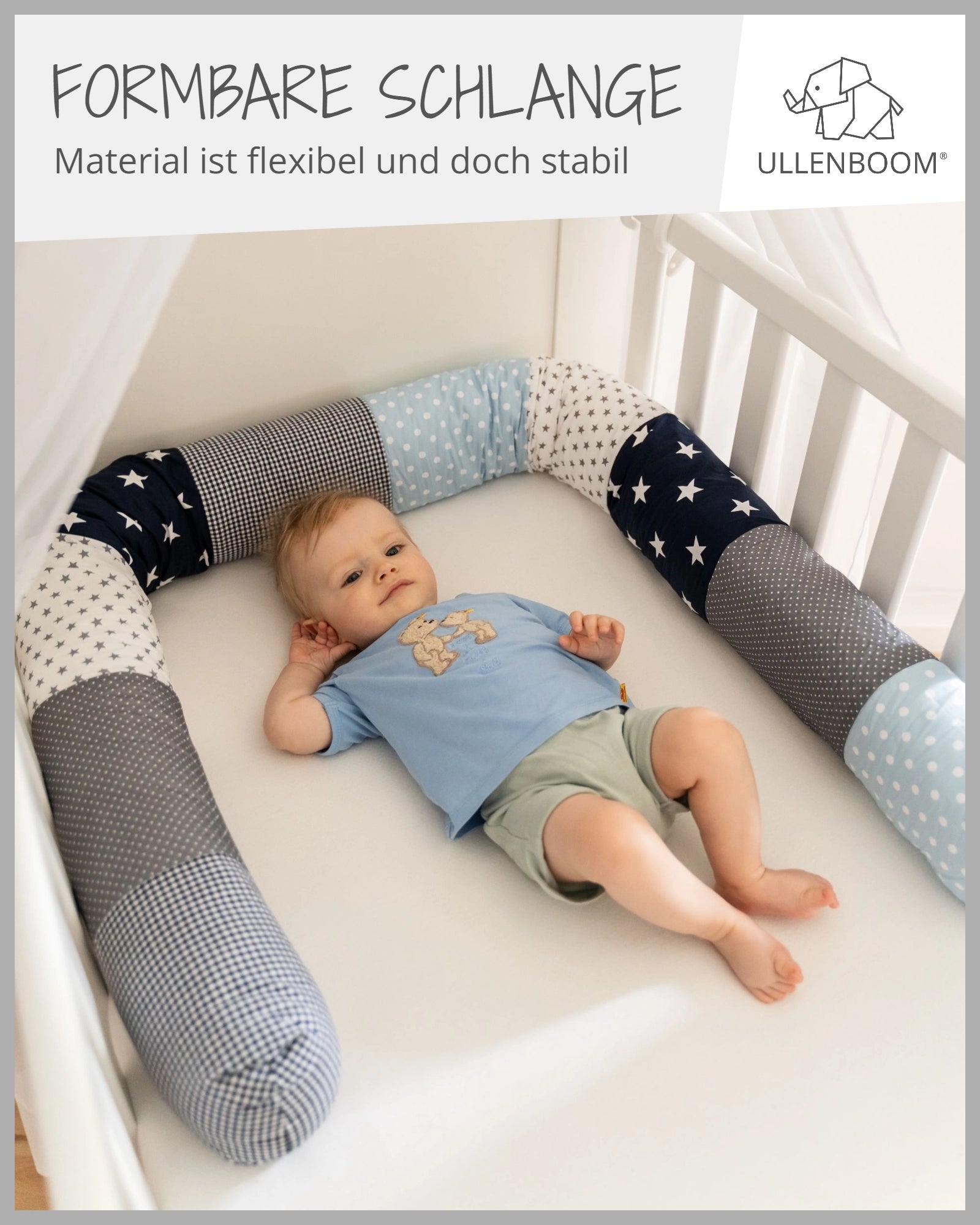 Baby Bettschlange BLAU HELLBLAU GRAU