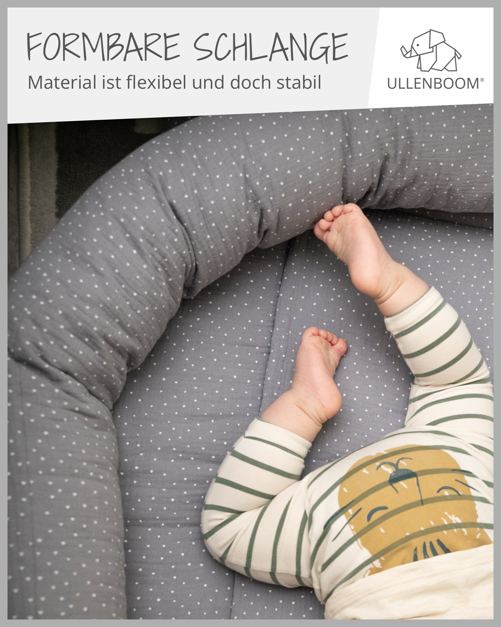 Baby Bettschlange Musselin Grau