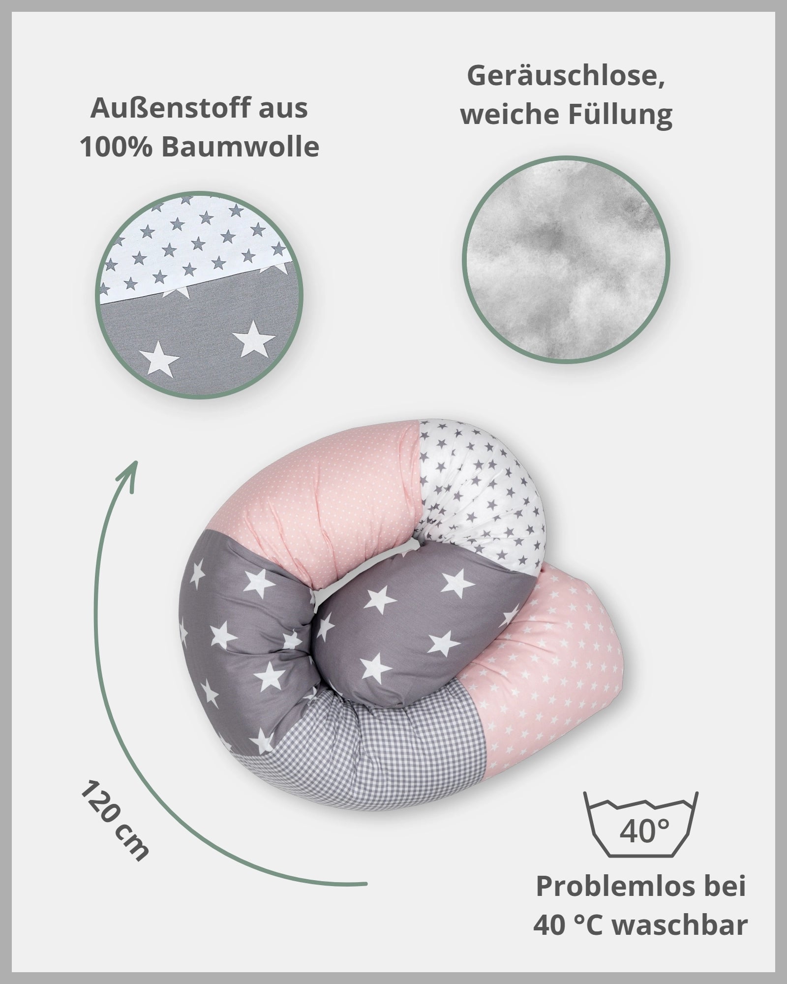 Baby Bettschlange ROSA GRAU