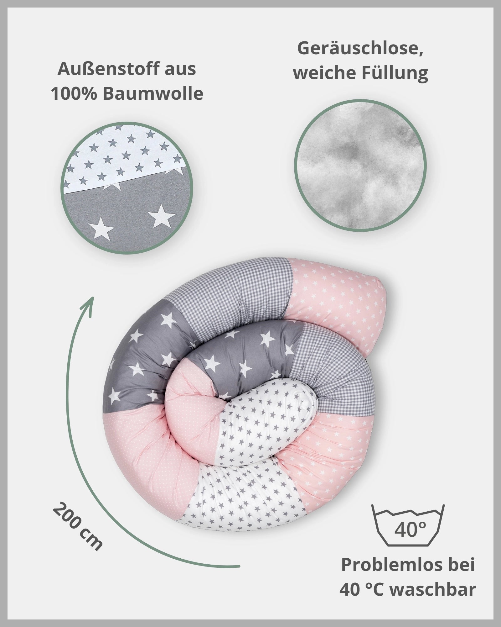 Baby Bettschlange ROSA GRAU