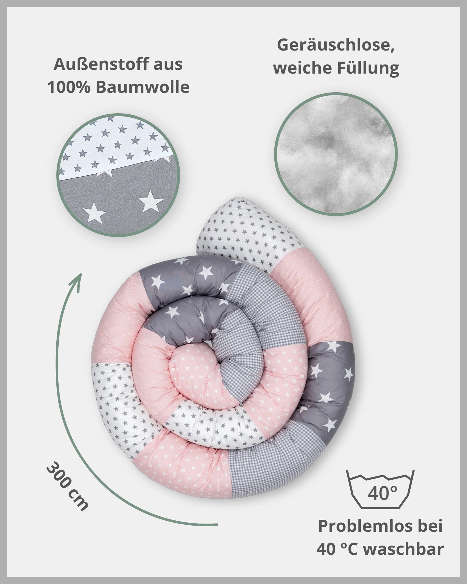 Baby Bettschlange ROSA GRAU