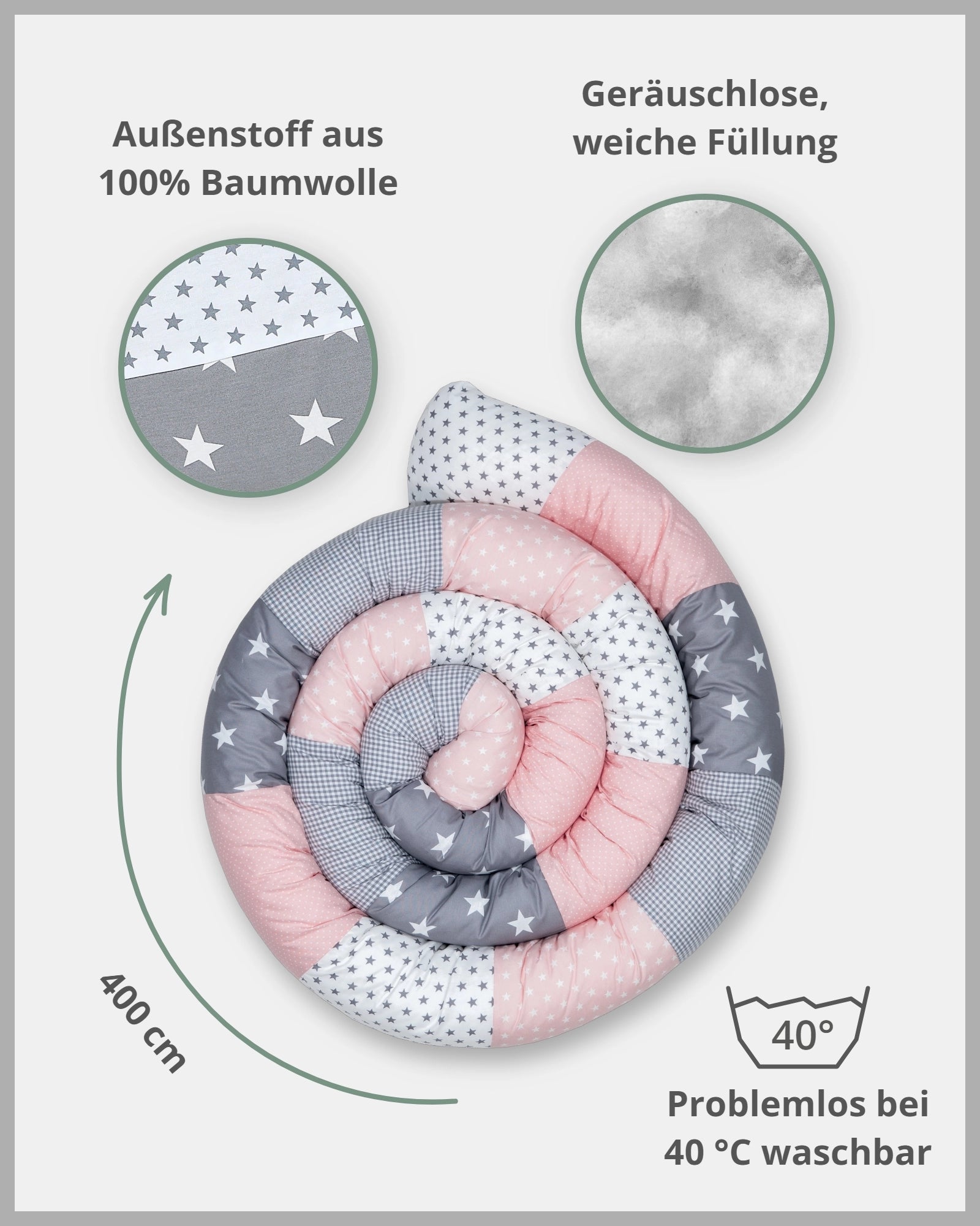 Baby Bettschlange ROSA GRAU