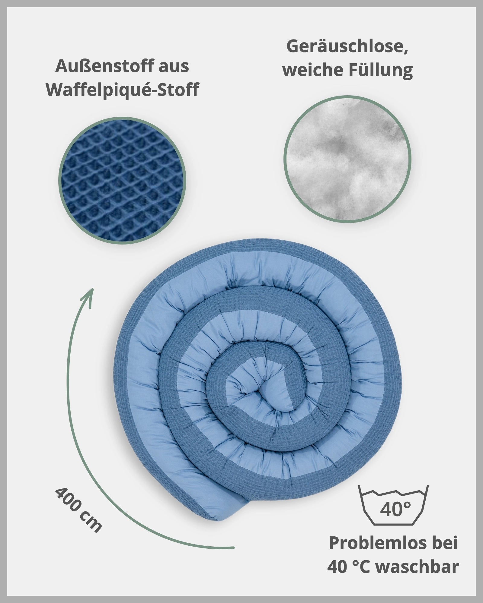 Baby Bettschlange WAFFELPIQUÈ BLAU