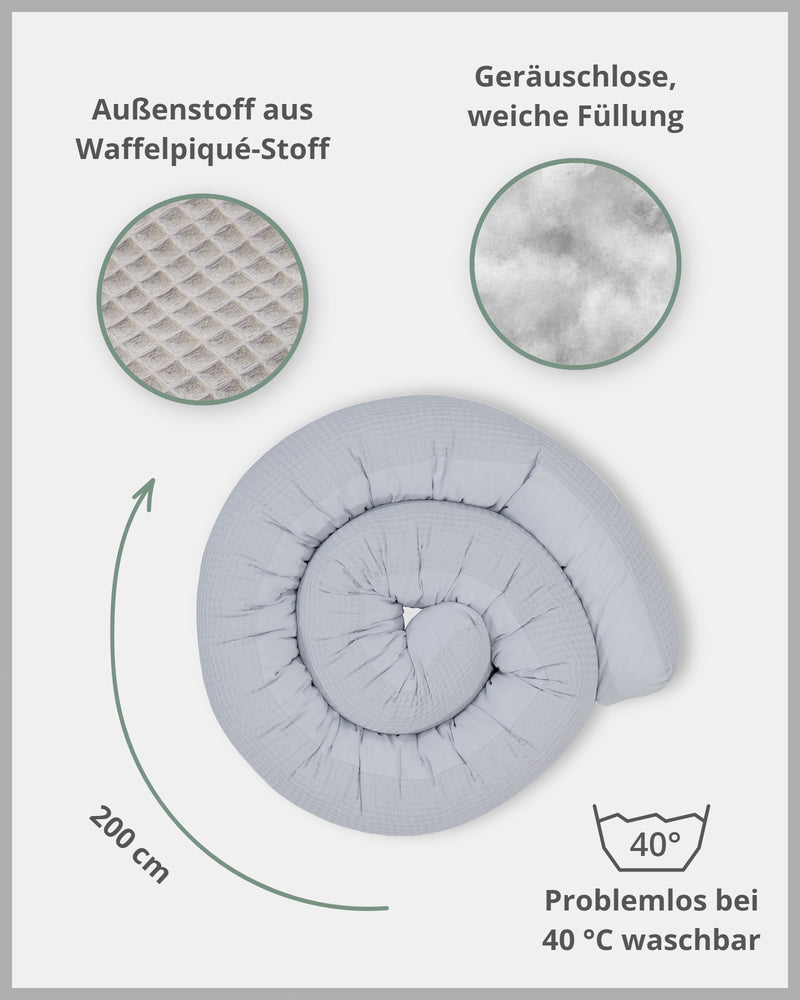 Baby Bettschlange WAFFELPIQUÈ GRAU-ULLENBOOM Baby