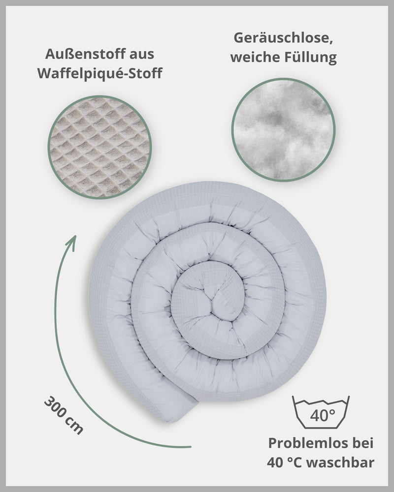 Baby Bettschlange WAFFELPIQUÈ GRAU-ULLENBOOM Baby