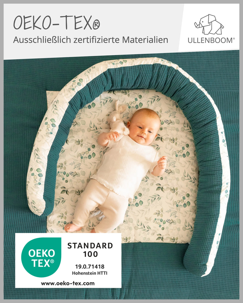 Baby Bettschlange EUKALYPTUS-PETROL-ULLENBOOM Baby