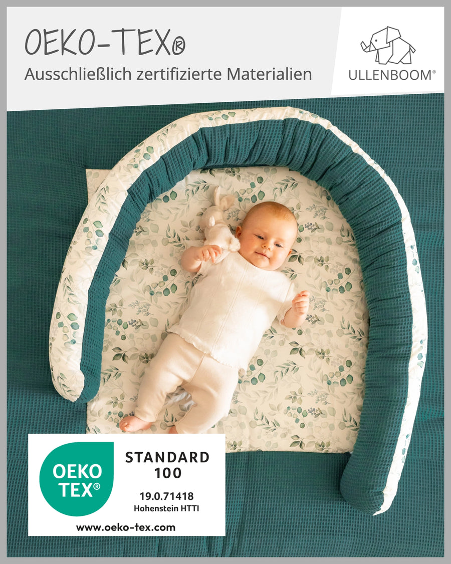 Baby Bettschlange EUKALYPTUS-PETROL-ULLENBOOM Baby