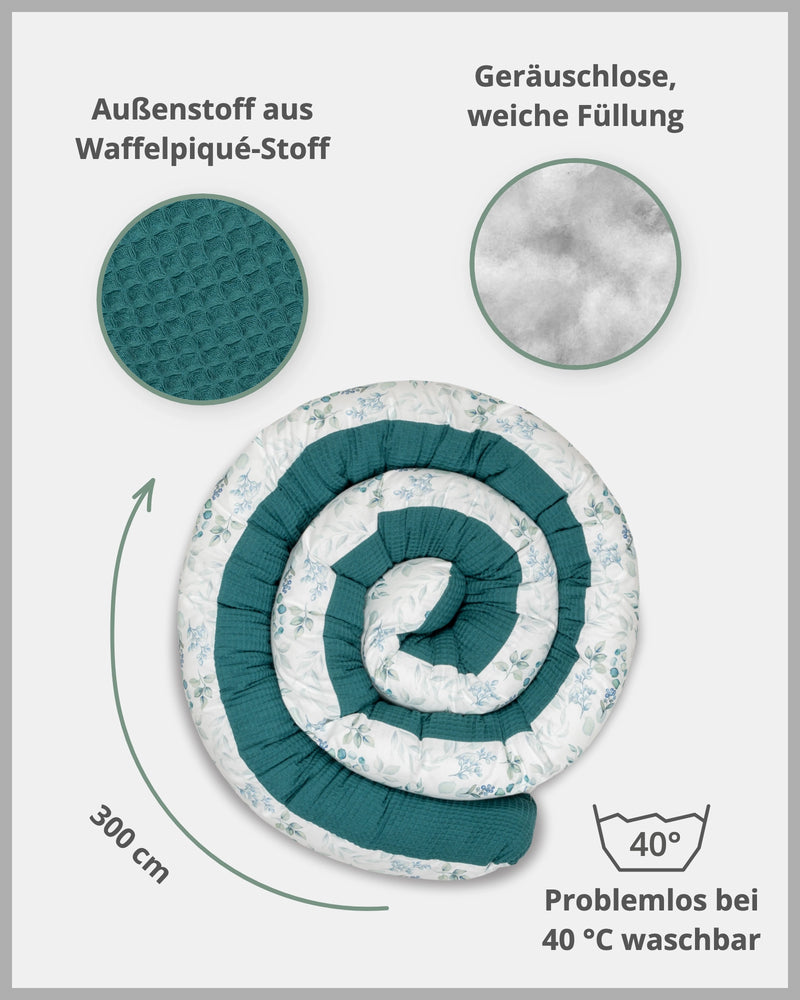 Baby Bettschlange EUKALYPTUS-PETROL-ULLENBOOM Baby