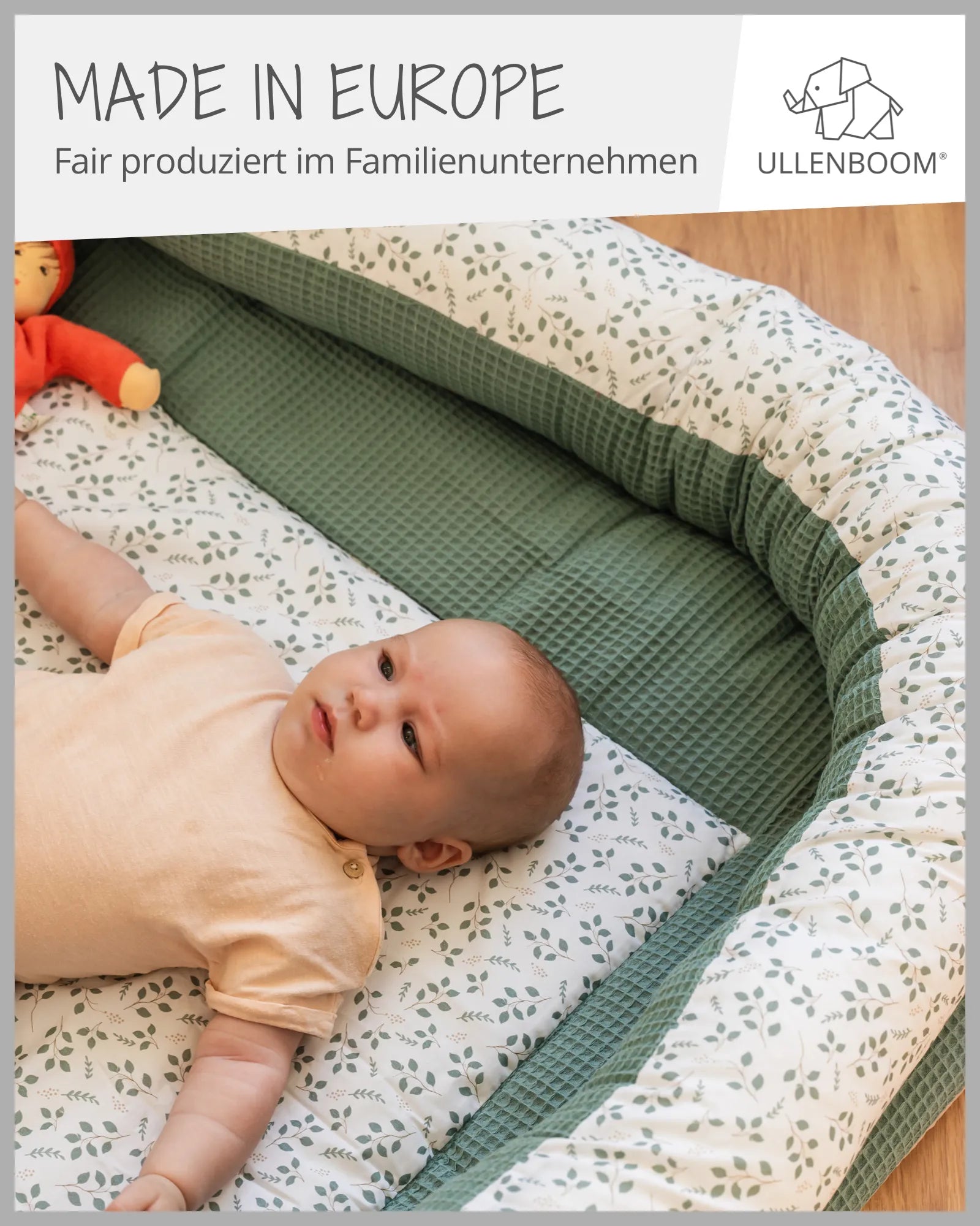 ullenboom-kuschelschlange-waffel-motiv-floral-gru_en-02-made-in-eu-ULLENBOOM Baby