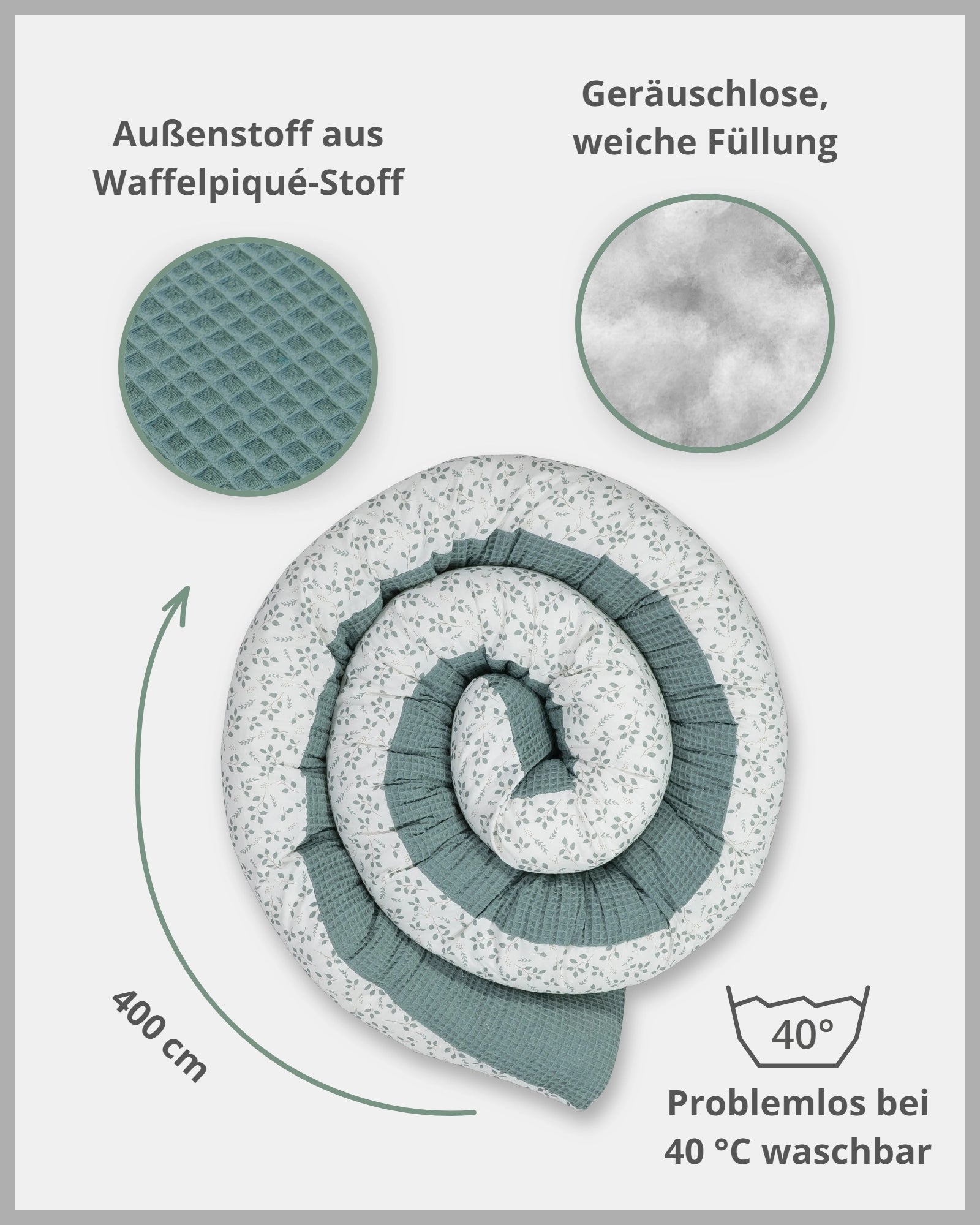 Baby Bettschlange FLORAL GRÜN