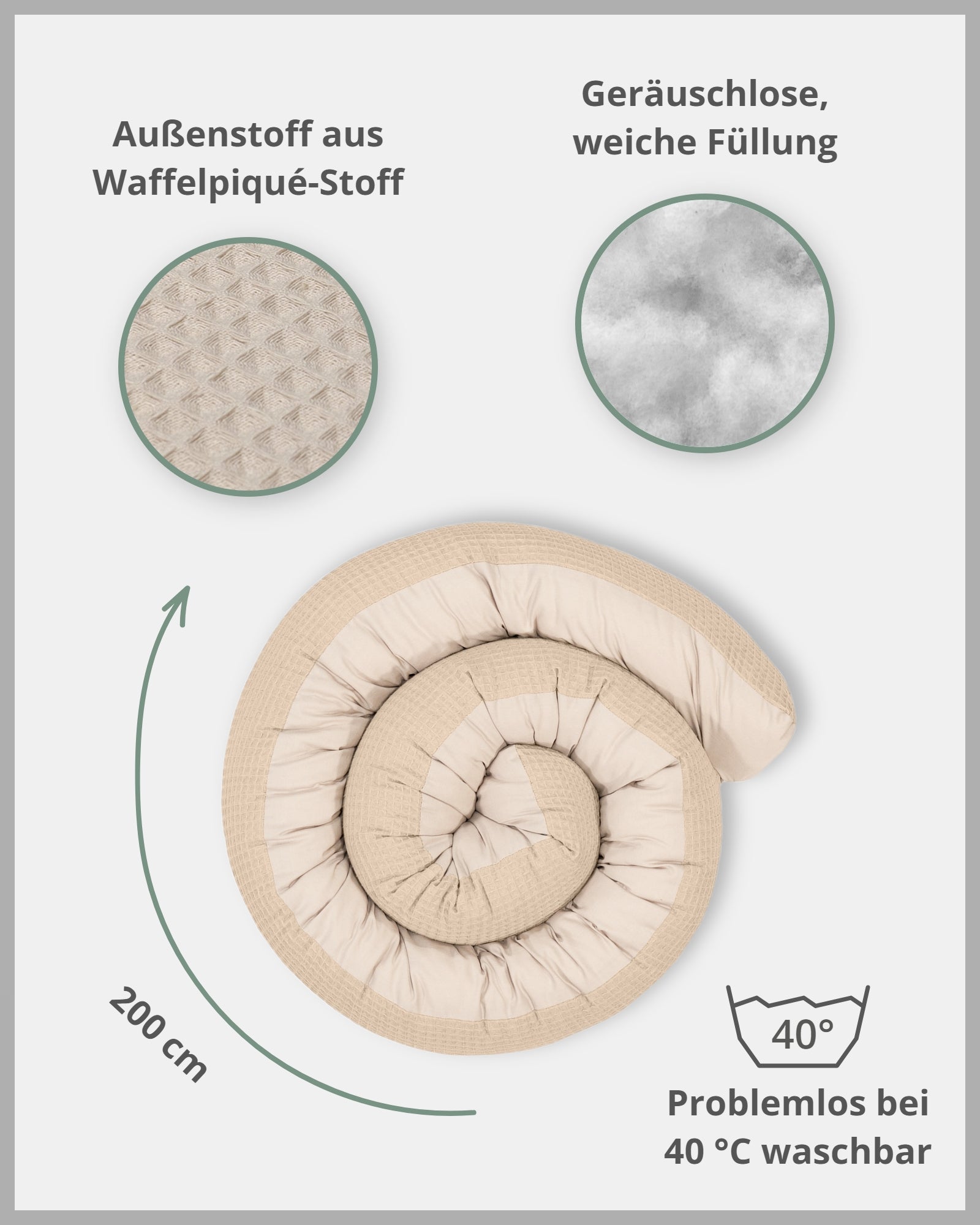 Baby Bettschlange Waffelpiqué SAND