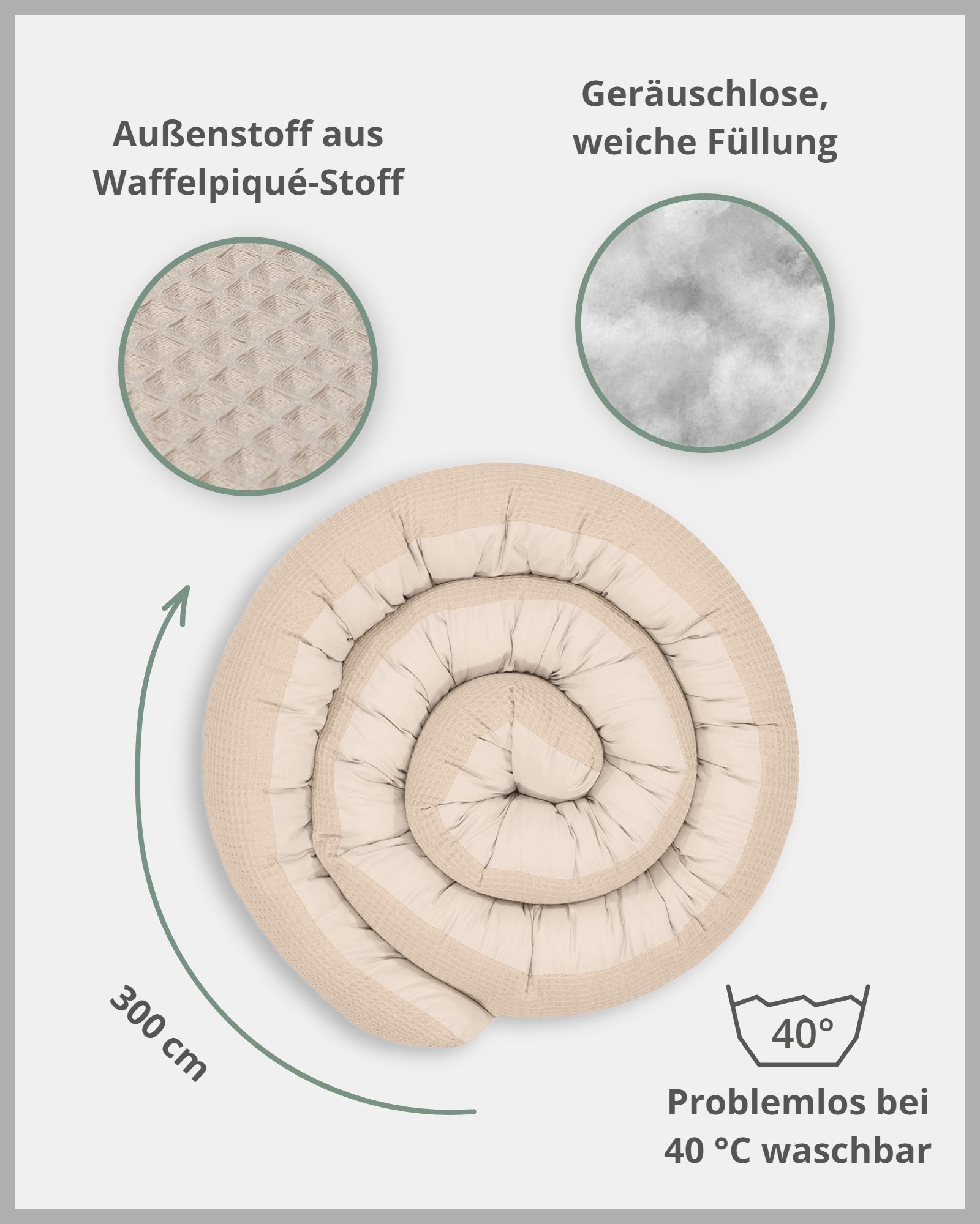 Baby Bettschlange Waffelpiqué SAND