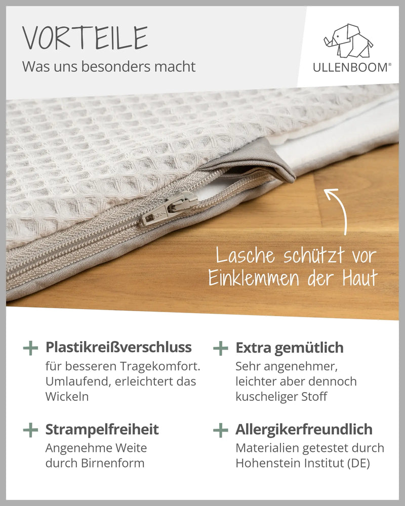 Schlafsack Waffelpiqué GRAU-ULLENBOOM Baby