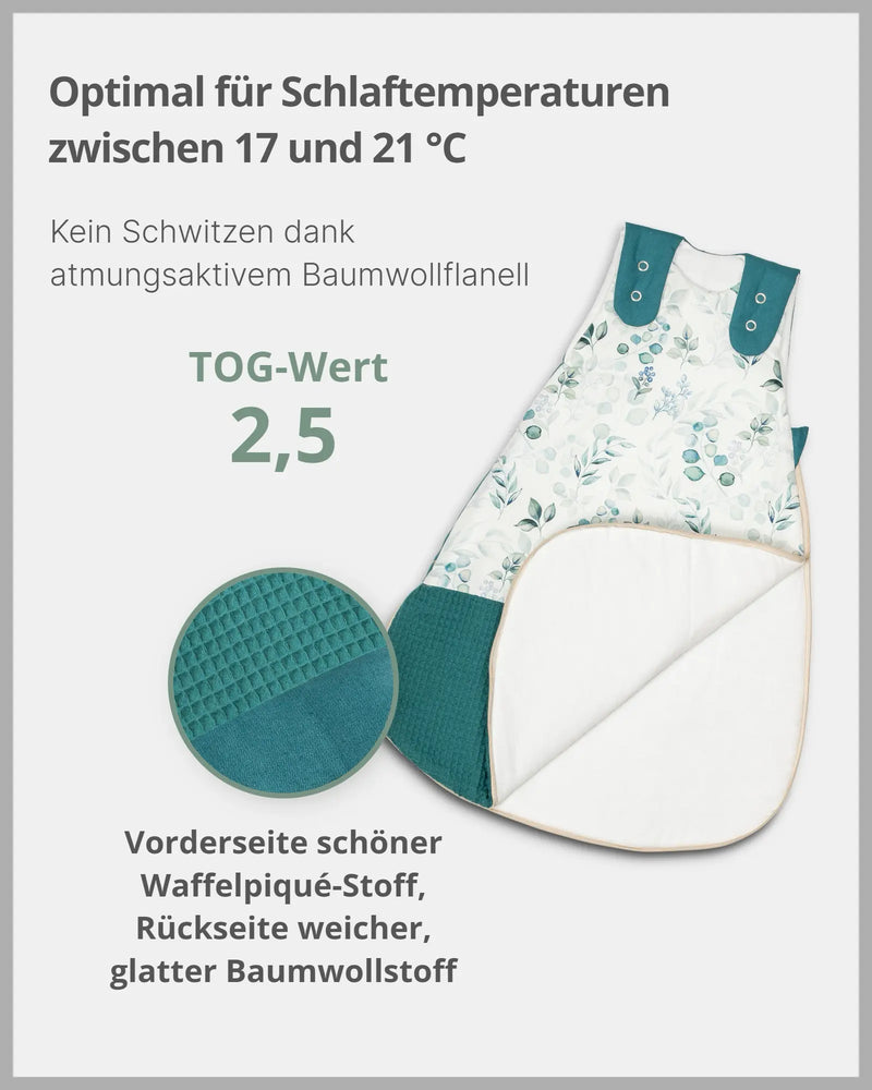 Schlafsack Eukalyptus Petrol-Schlafsäcke-ULLENBOOM Baby