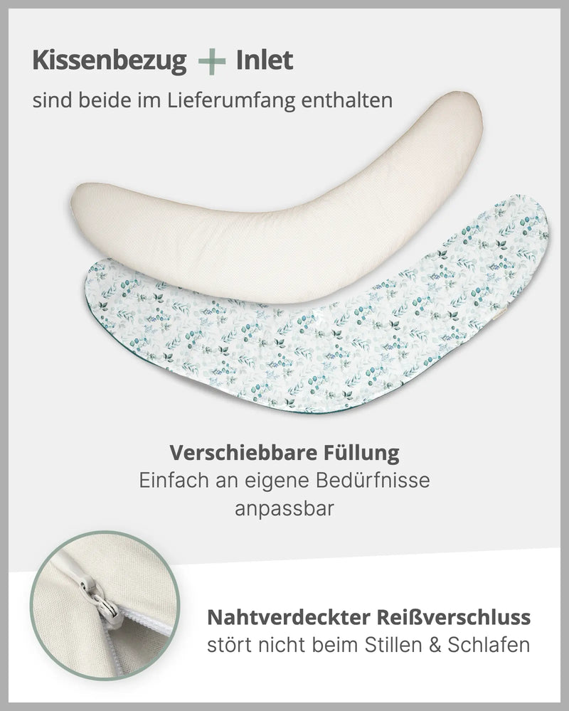 190 cm Stillkissen Eukalyptus Petrol-190 cm Große Stillkissen-ULLENBOOM Baby