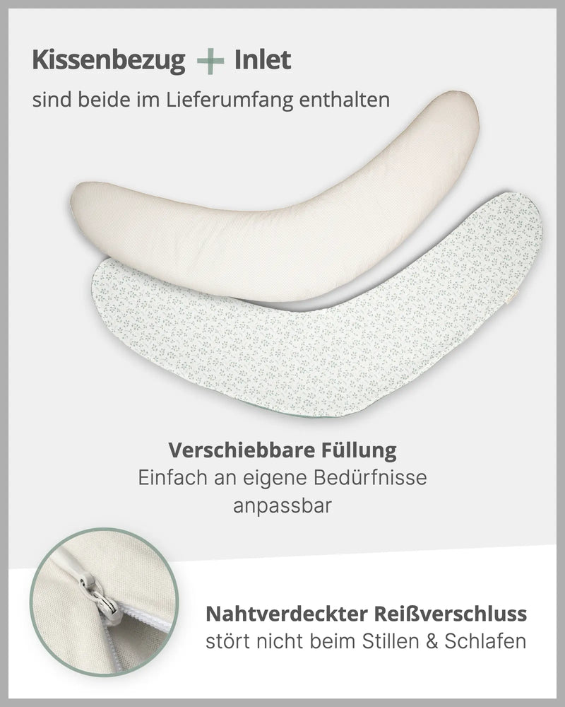 190 cm Stillkissen FLORAL GRÜN-ULLENBOOM Baby